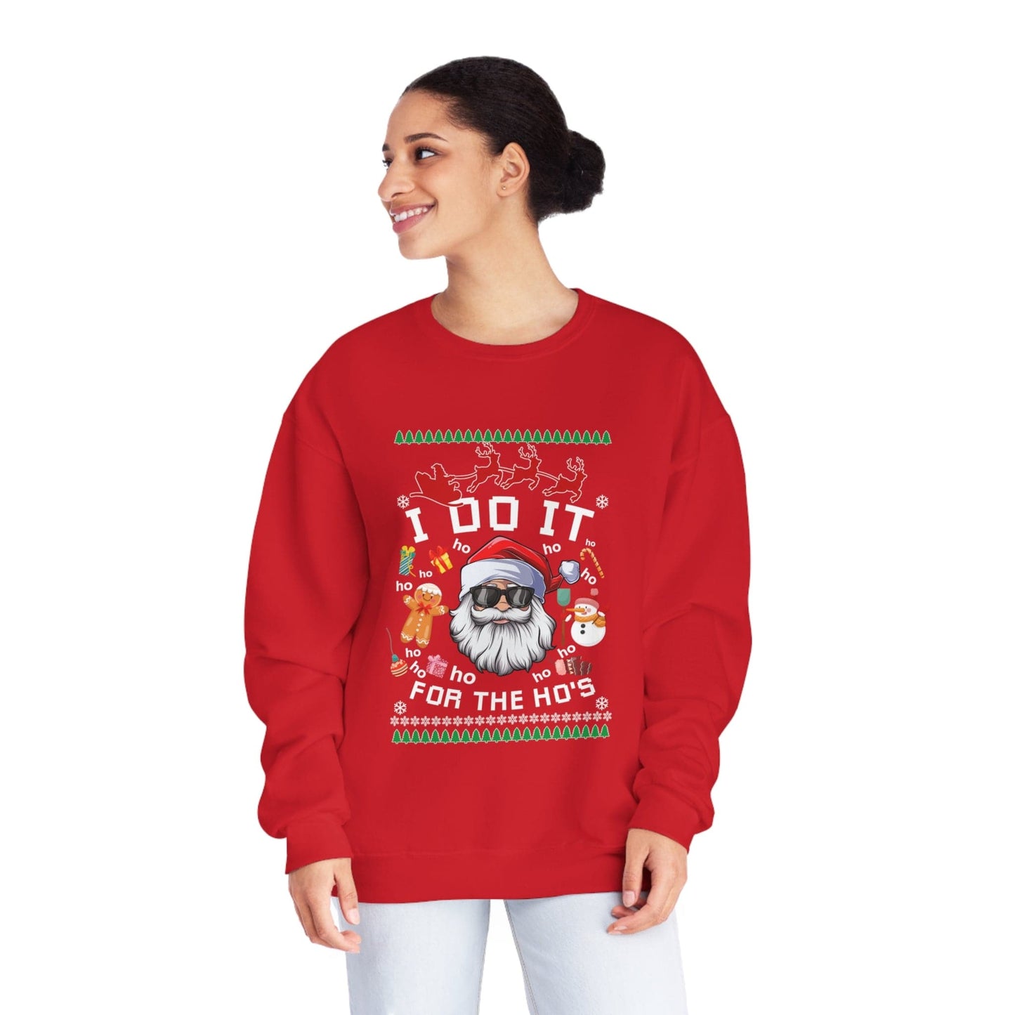 I Do It For The Ho's Ugly Christmas Sweater Unisex NuBlend® Crewneck Sweatshirt
