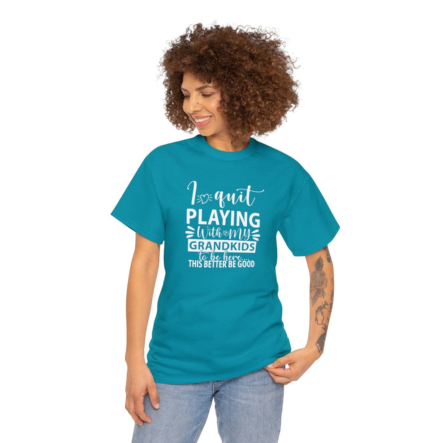 I Quit Playing With My Grandkids To Be Here Unisex Heavy Cotton Tee
