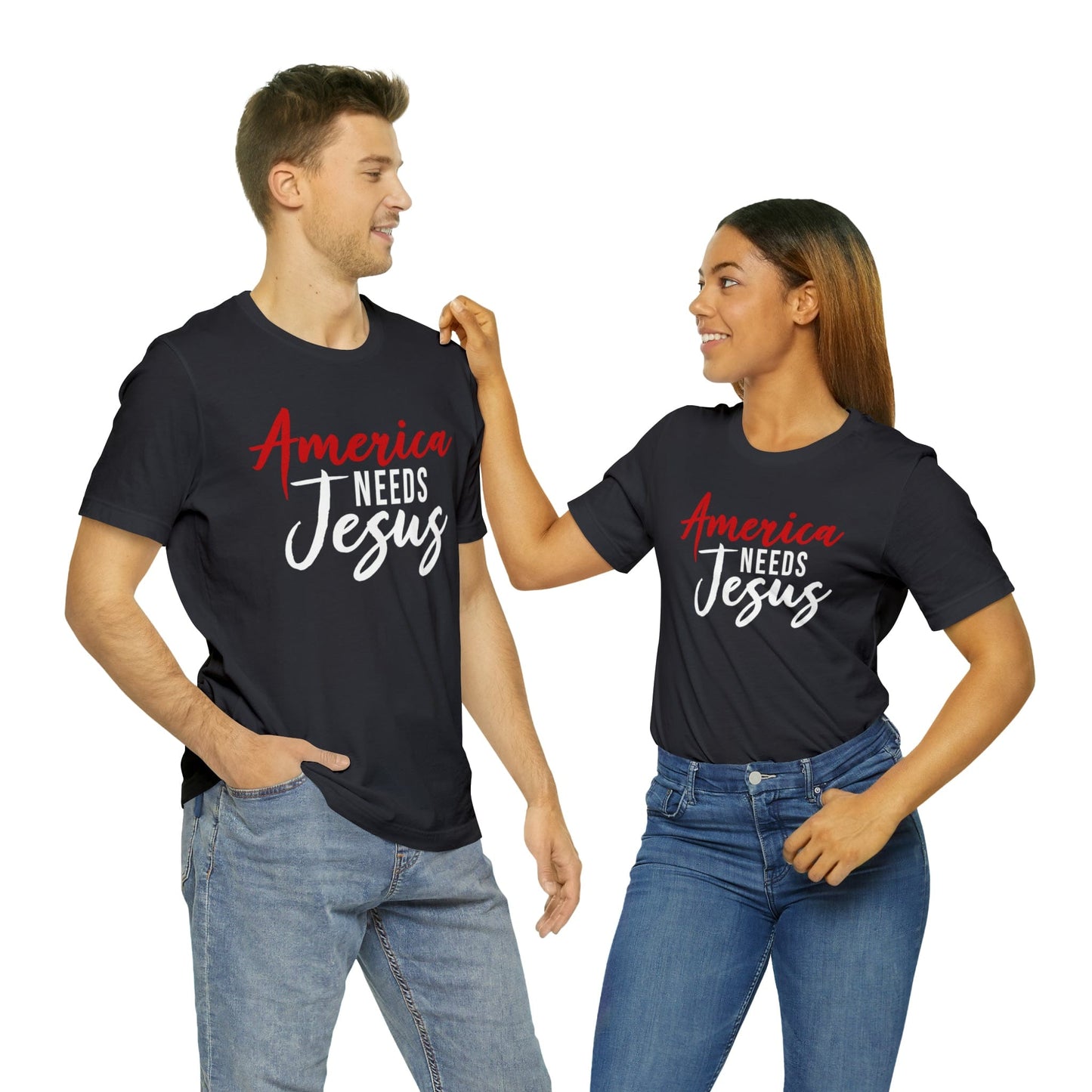 America Needs Jesus Unisex Jersey Short Sleeve Tee