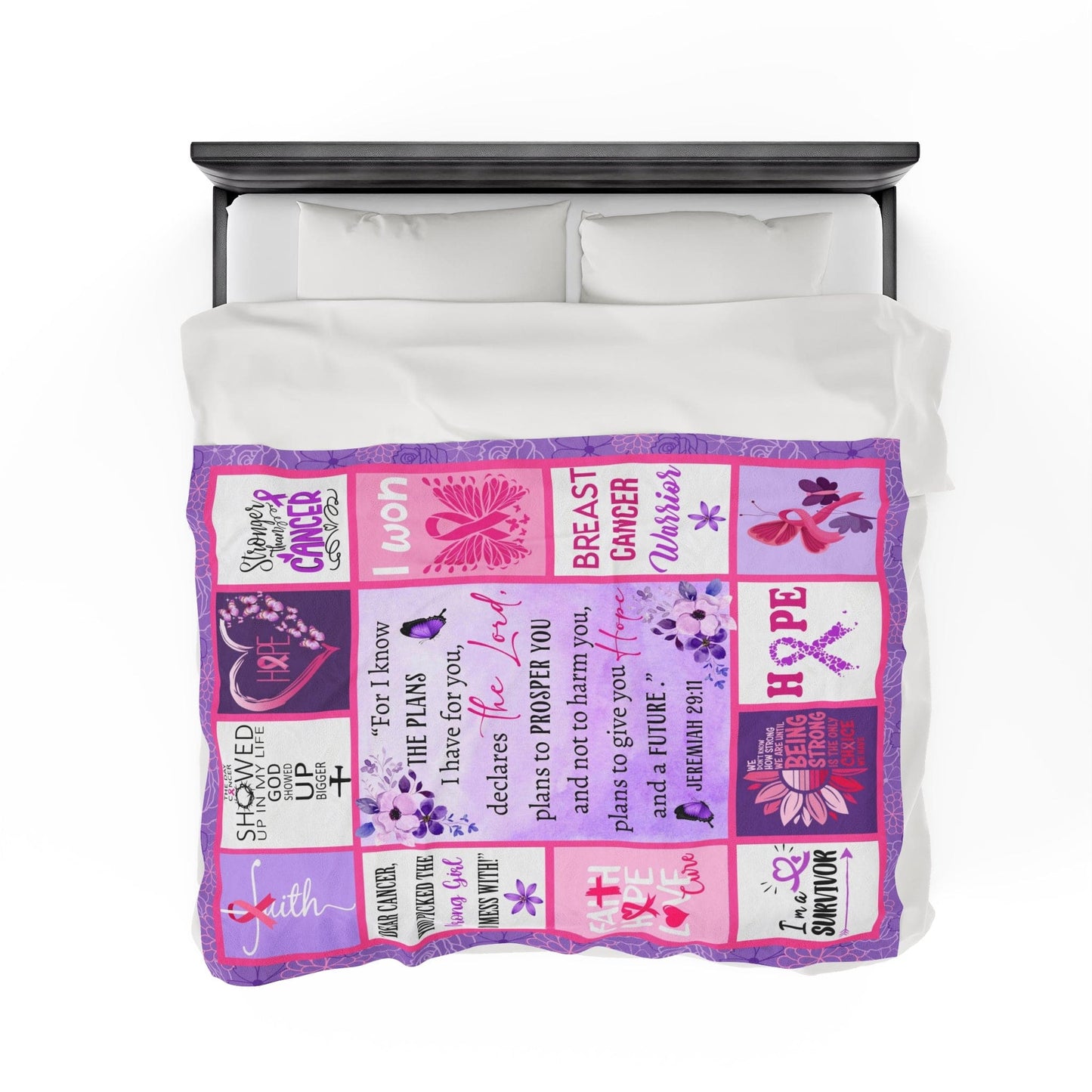 Breast Cancer Chemo, Healing and Comforting Velveteen Plush Blanket