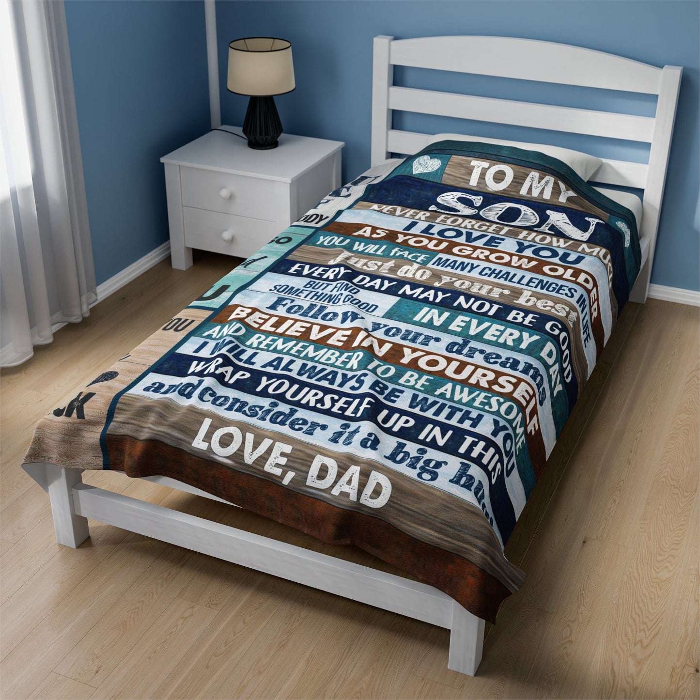 To My Son Love Dad Velveteen Plush Blanket 60x80