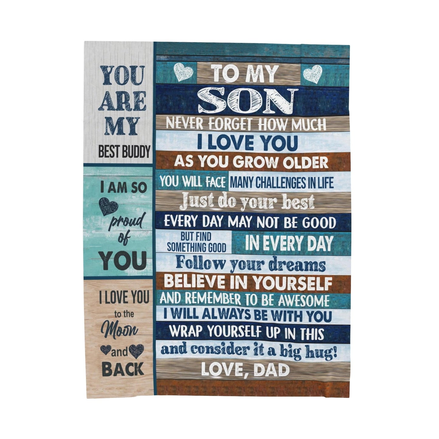 To My Son Love Dad Velveteen Plush Blanket 60x80