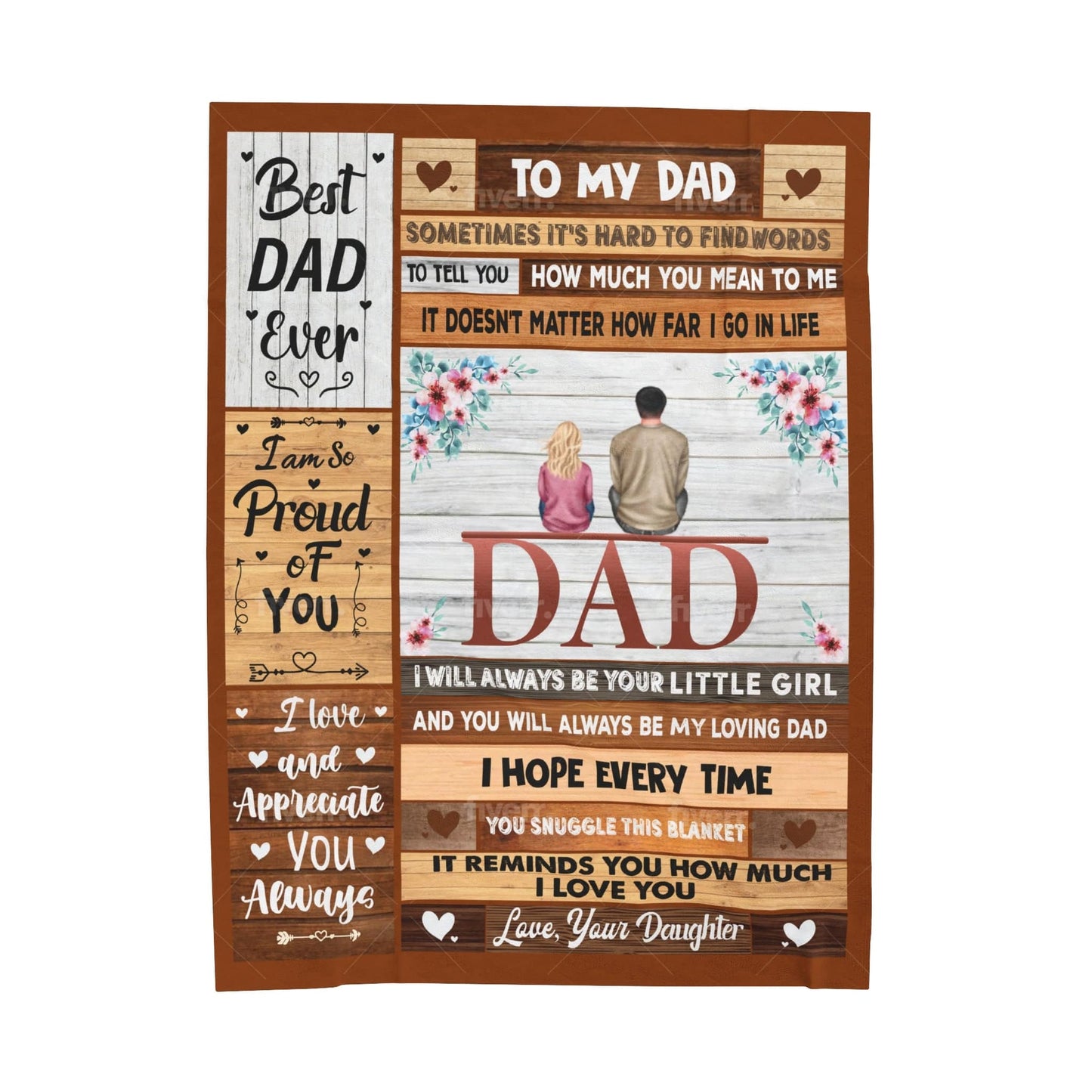 To Dad From Your Daughter Velveteen Plush Blanket 60x80