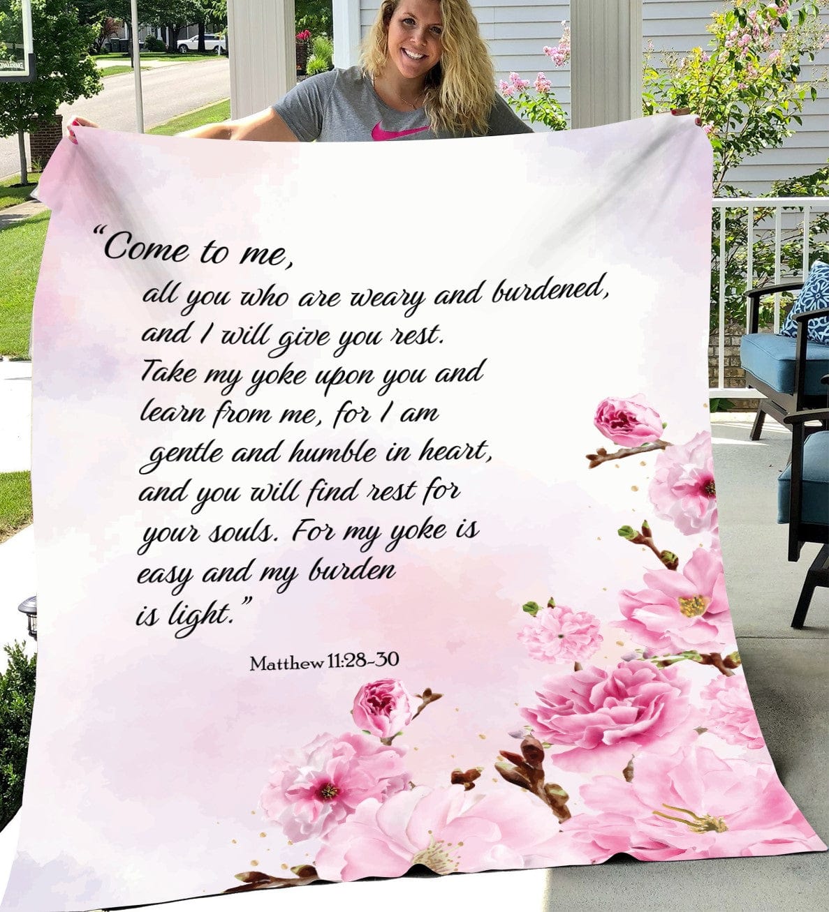 Matthew 11:28-30 Velveteen Plush Blanket