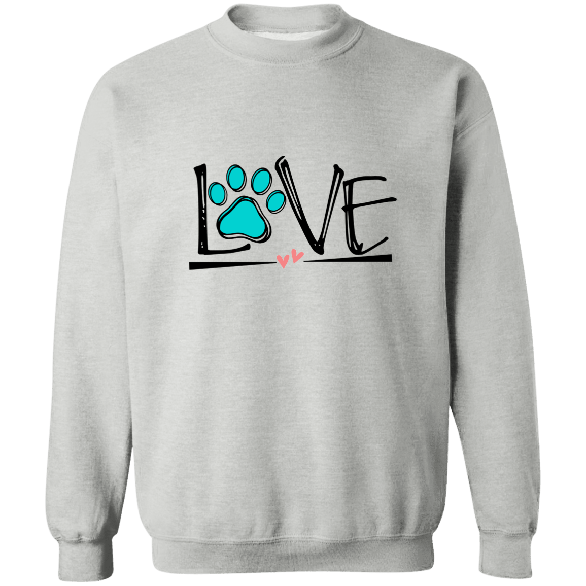 Crewneck Pullover Sweatshirt (black print)- LOVE with a paw print