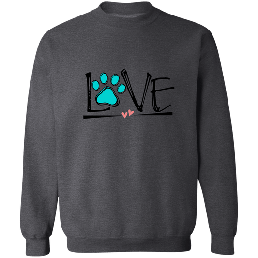 Crewneck Pullover Sweatshirt (black print)- LOVE with a paw print