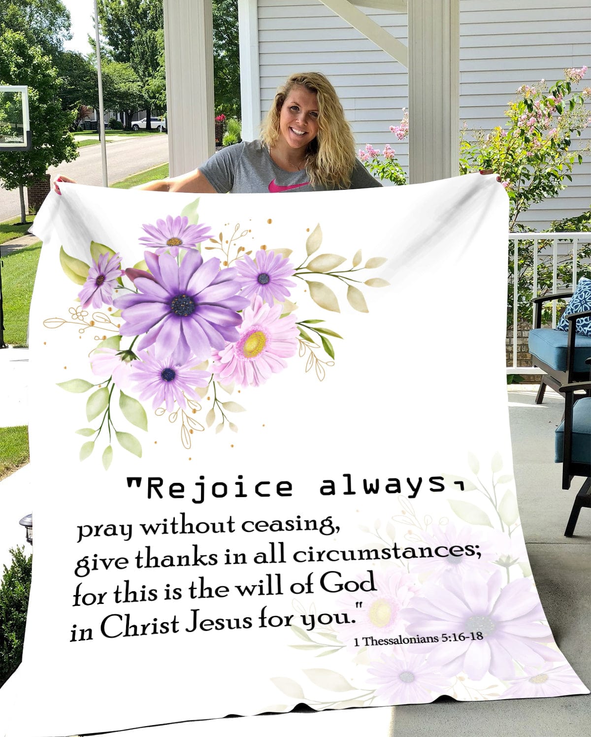 1 Thessalonians 5:16-18 Velveteen Plush Blanket 60x80
