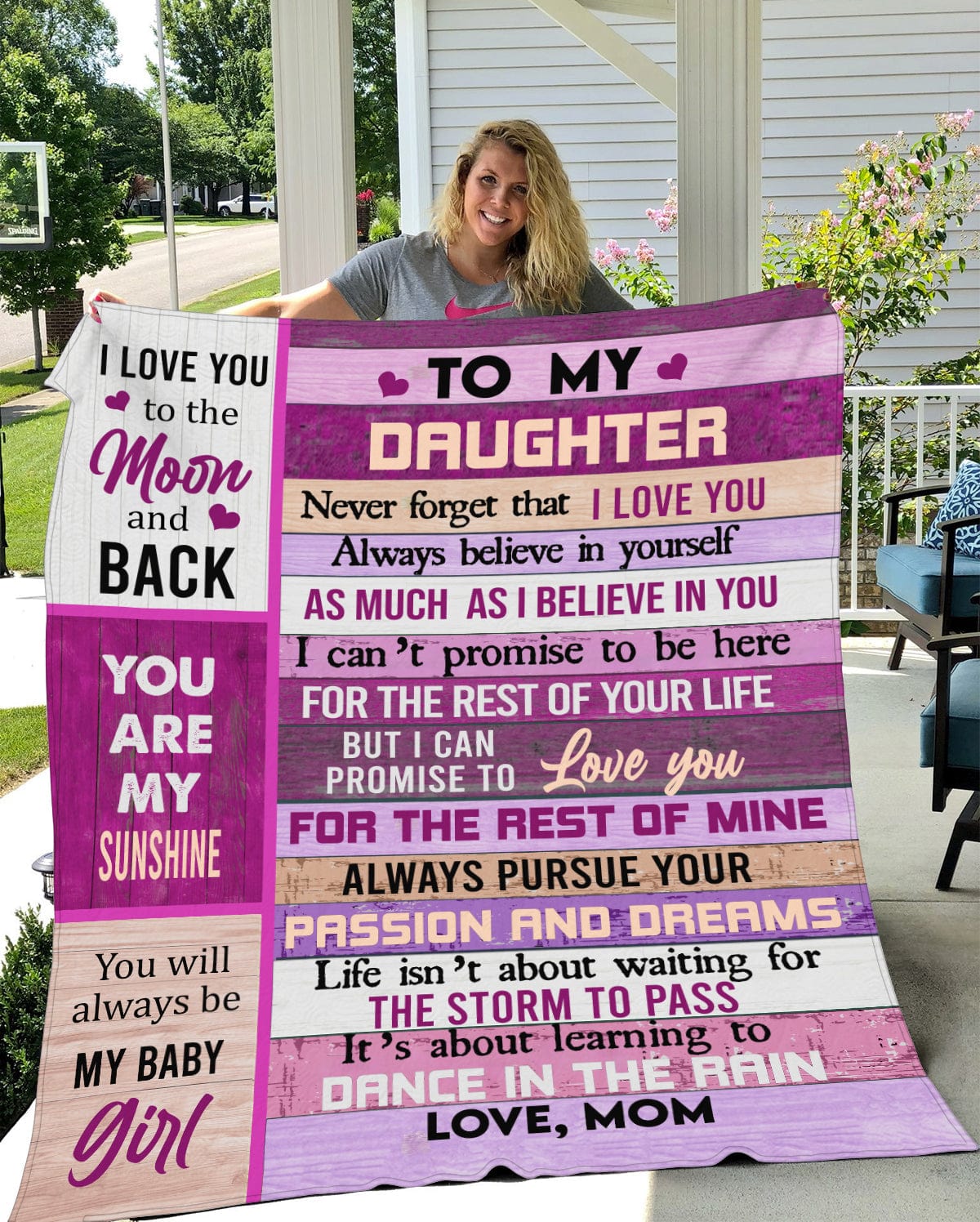 To My Daughter Velveteen Plush Blanket 60x80