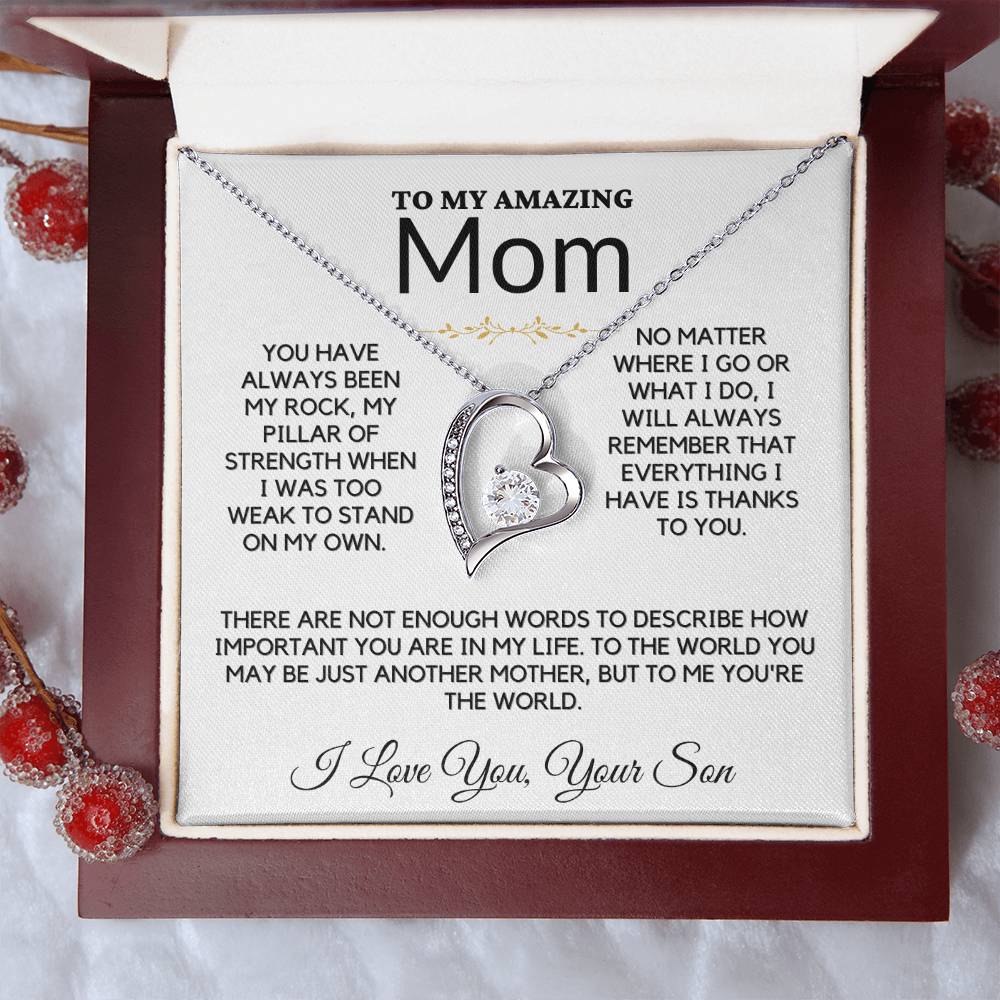 To My Amazing Mom From Your Son Forever Love Necklace - Perfect for Mother's Day or her birthday!