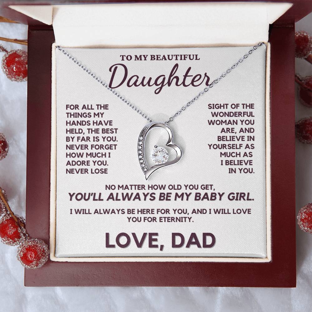 To My Beautiful Daughter Forever Love Necklace From Dad - A Great Gift For Any Occasion