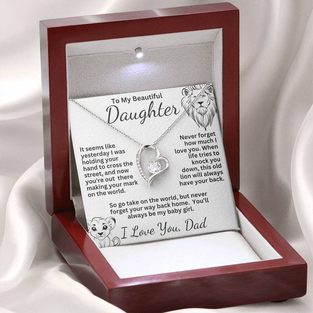 To My Beautiful Daughter Forever Love Necklace From Dad - Perfect For Her Birthday or Graduation!