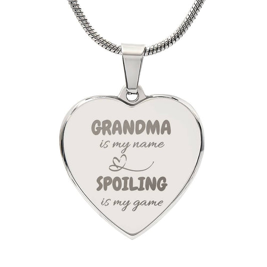 Grandma Is My Name Engraved Heart Necklace