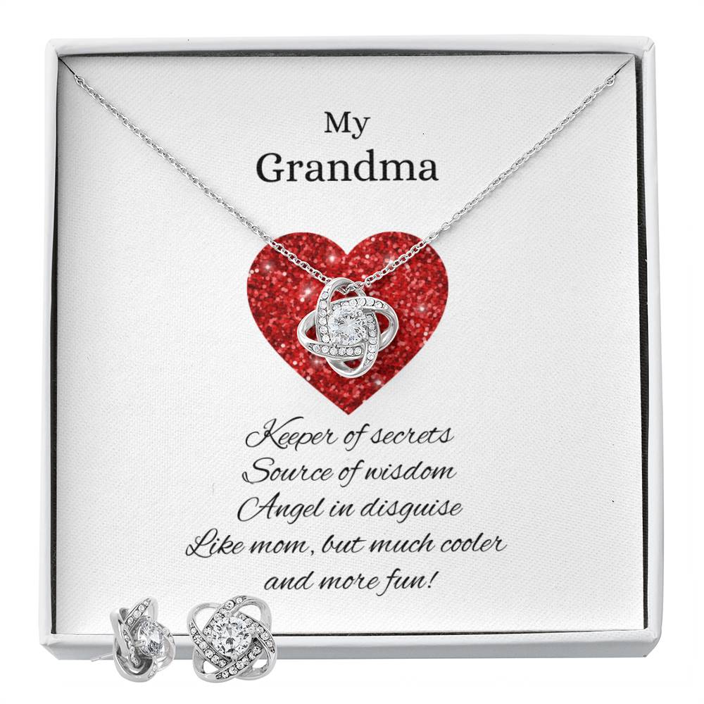 My Grandma Love Knot Earring & Necklace Set
