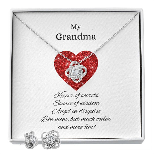 My Grandma Love Knot Earring & Necklace Set