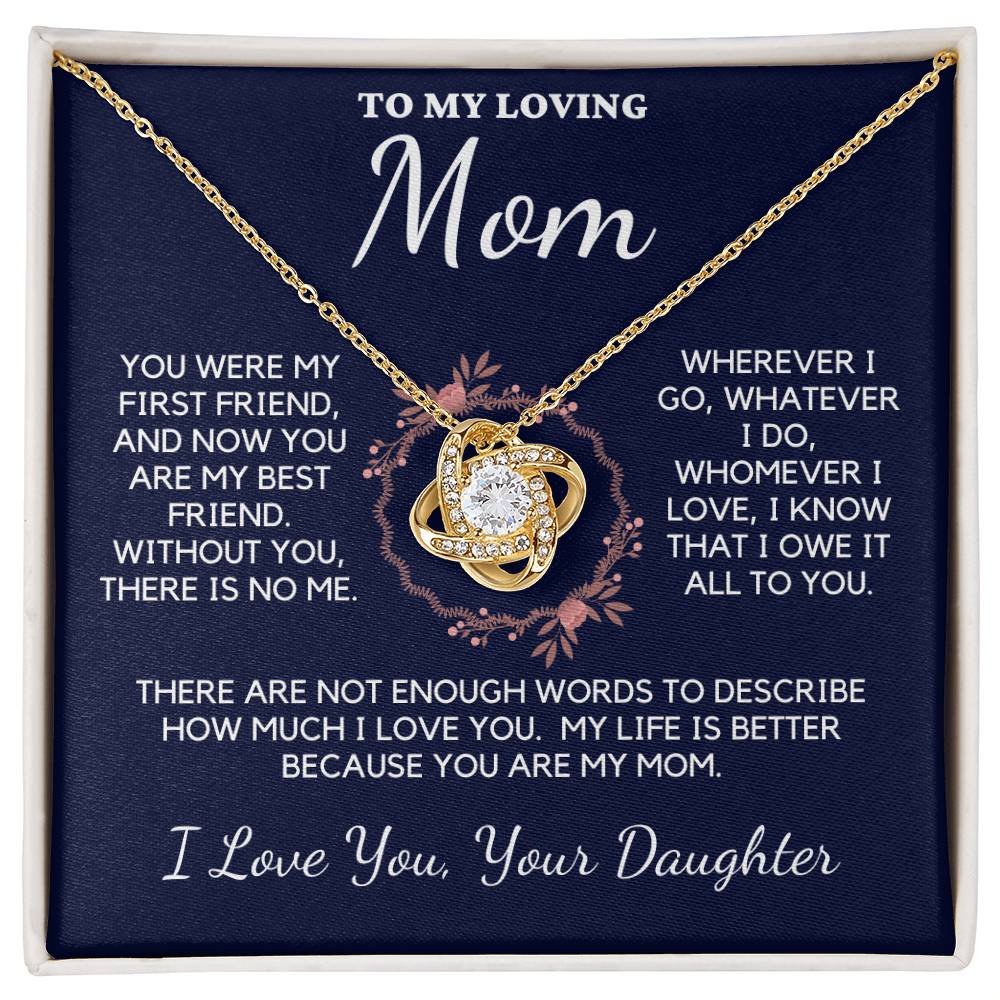 To My Loving Mom Love Knot Necklace From Daughter