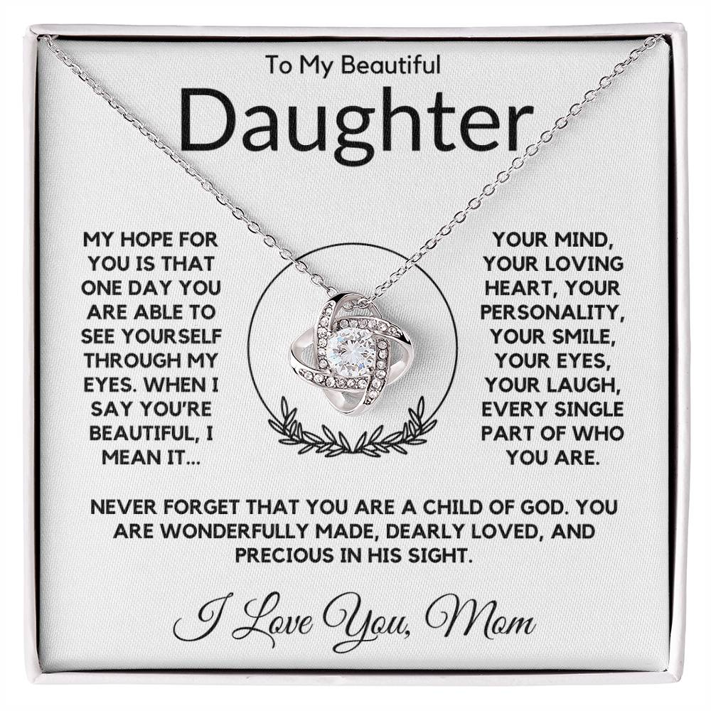 To My Beautiful Daughter From Mom Love Knot Necklace
