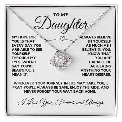 To My Daughter From Mom or Dad Love Knot Necklace - A Truly Meaningful Gift