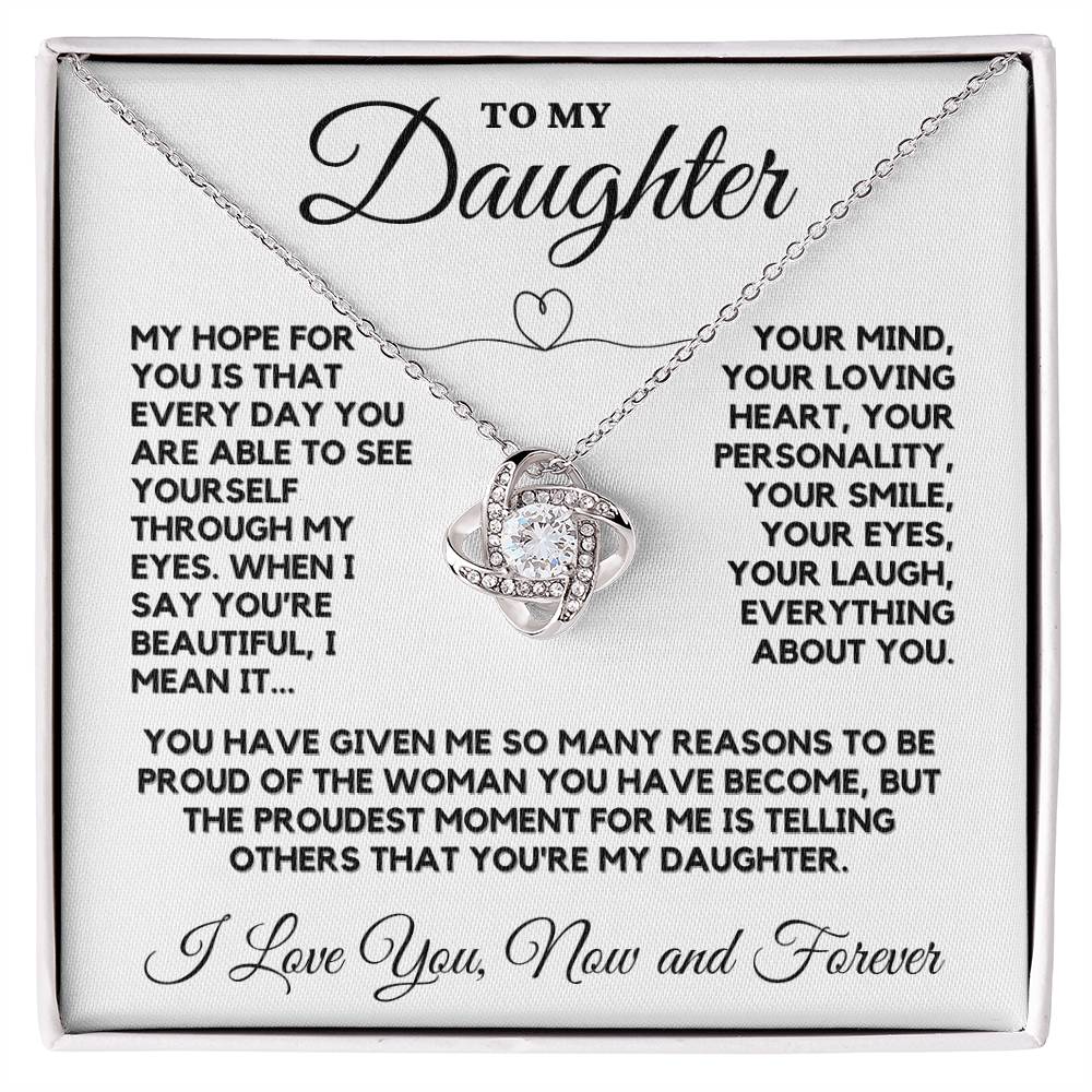 To My Daughter From Mom or Dad Love Knot Necklace - She Will Love It!