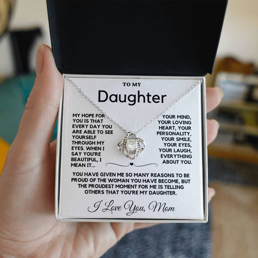 To My Daughter From Mom Love Knot Necklace - Show Her What She Means To You