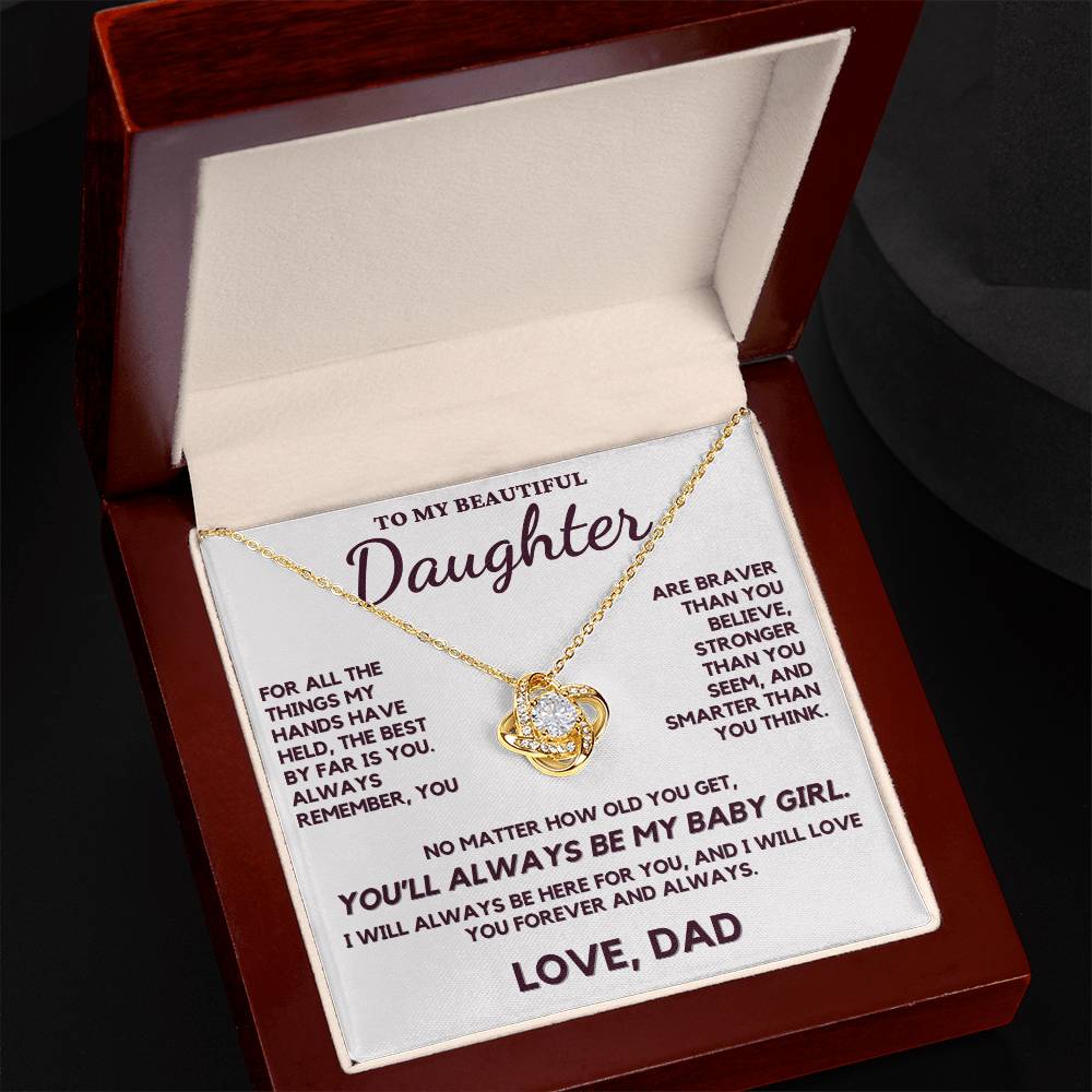 To My Beautiful Daughter Love Knot Necklace From Dad Representing The Unbreakable Bond That You Share