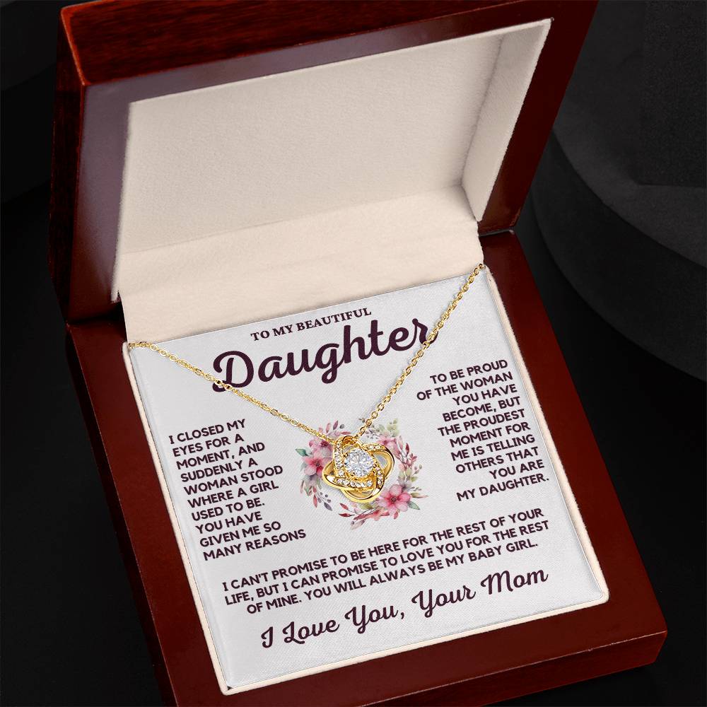 To My Beautiful Daughter Love Knot Necklace From Mom - Perfect For Any Occasion!