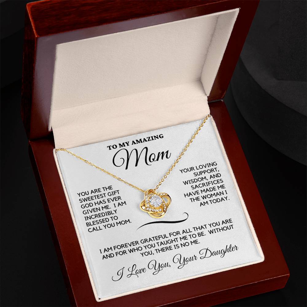 To My Amazing Mom Love Knot Necklace