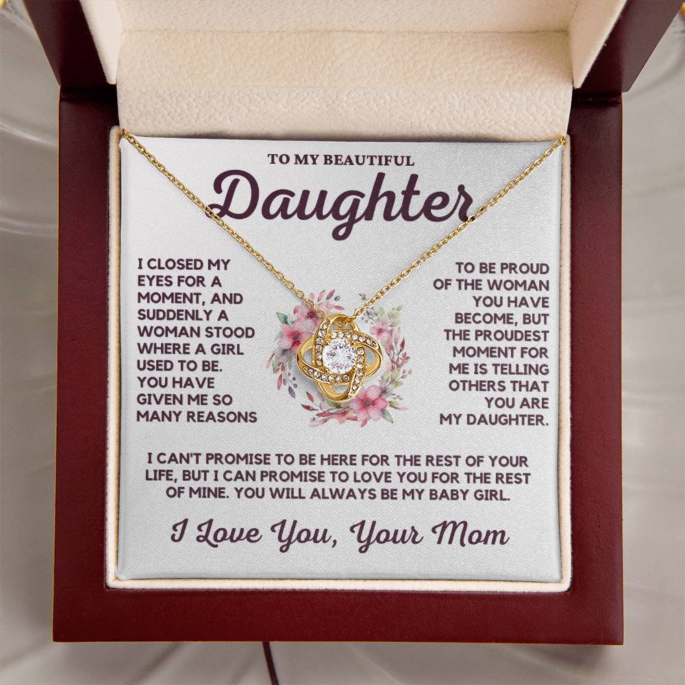 To My Beautiful Daughter Love Knot Necklace From Mom - Perfect For Any Occasion!