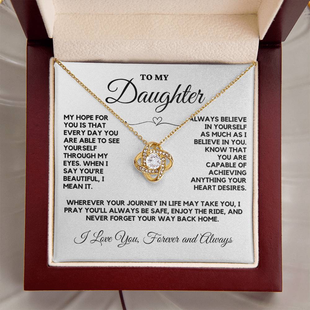 To My Daughter From Mom or Dad Love Knot Necklace - A Truly Meaningful Gift
