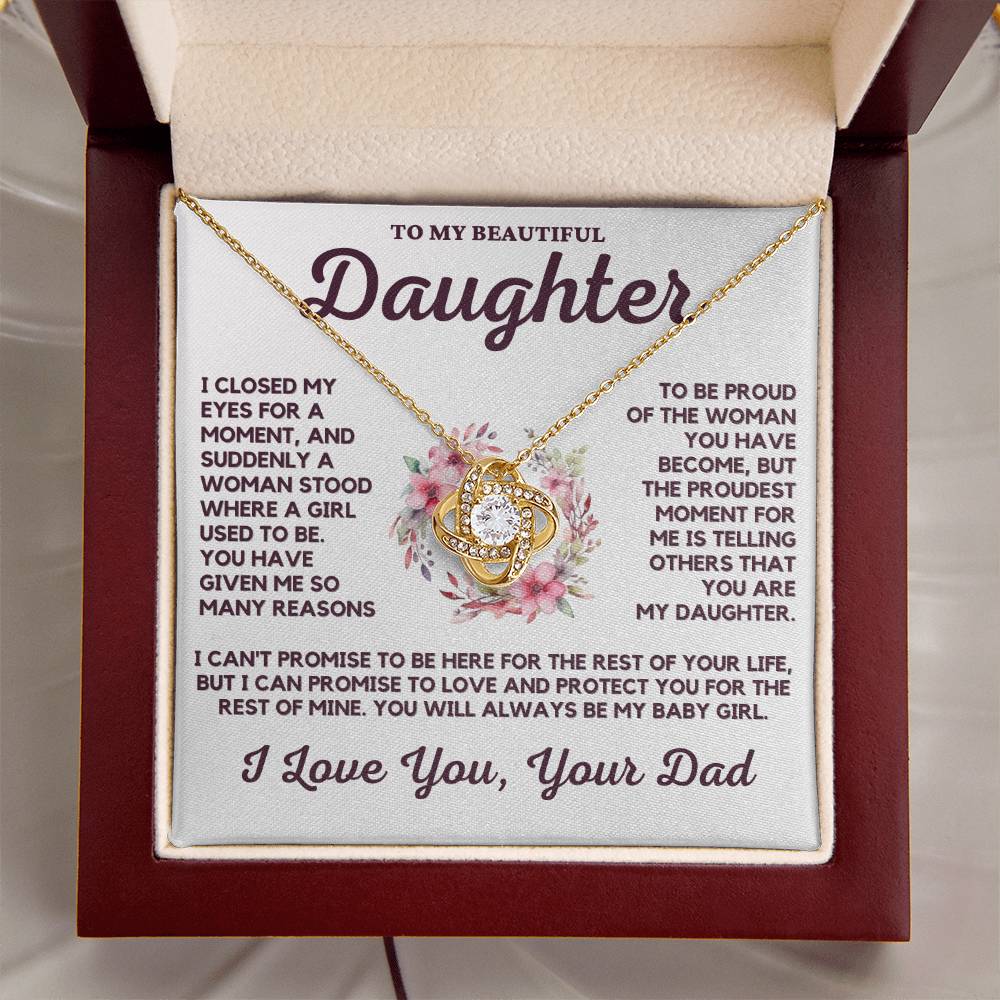 To My Beautiful Daughter Love Knot Necklace From Dad - Perfect For Graduation or Any Occasion!