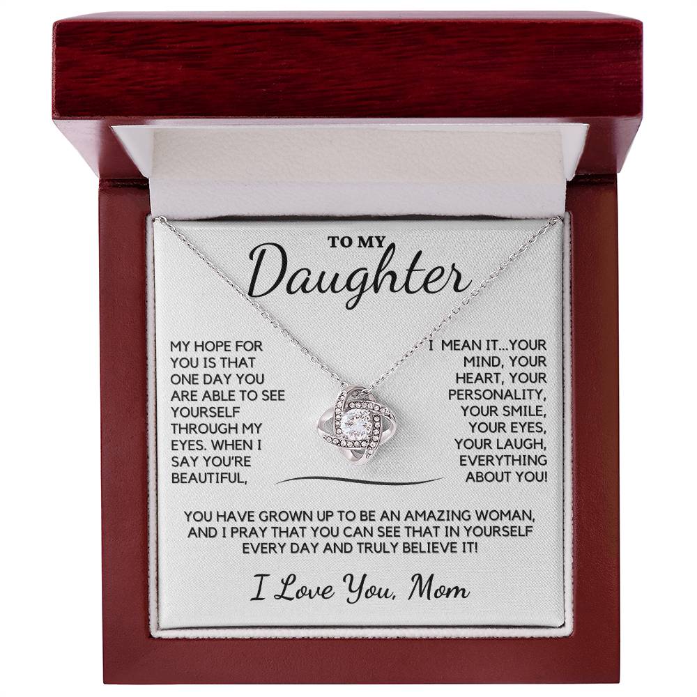 To My Daughter Love Knot Necklace From Mom - Perfect For Mother's Day, Birthday or Graduation!