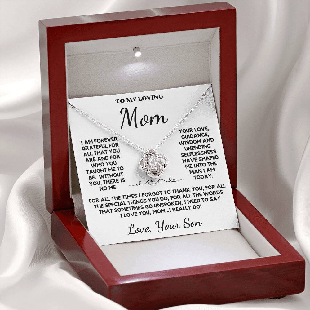 To My Loving Mom Love Knot Necklace From Son - This Says It All!