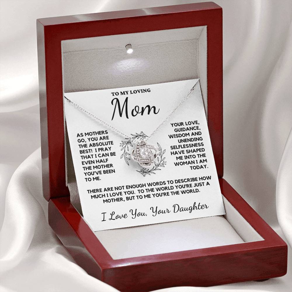 To My Loving Mom Love Knot Necklace From Daughter Representing The Unbreakable Bond Between Mom And Daughter