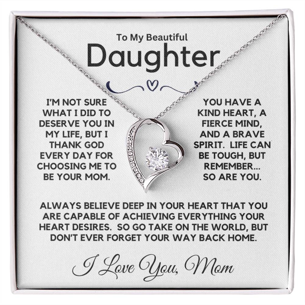 To My Beautiful Daughter from Mom Forever Love Necklace - The Perfect Gift for Birthdays, Graduation, Wedding, or Just Because!