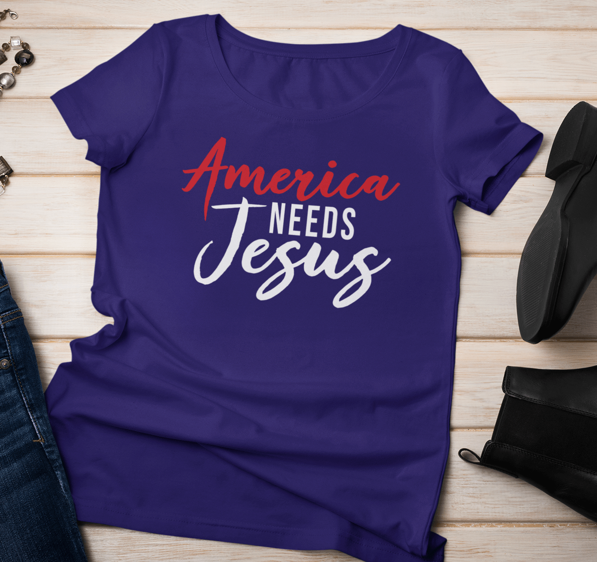 America Needs Jesus Unisex Jersey Short Sleeve Tee
